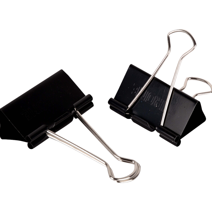 Chrome Binder Clip (Black) 51mm (12Pc Box of 2) - Penrex Chrome Stationery