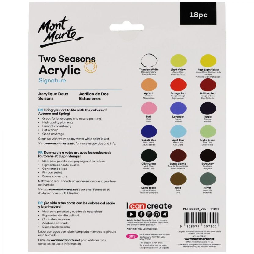 Mont Marte Acrylic Brush Set in box 7pc